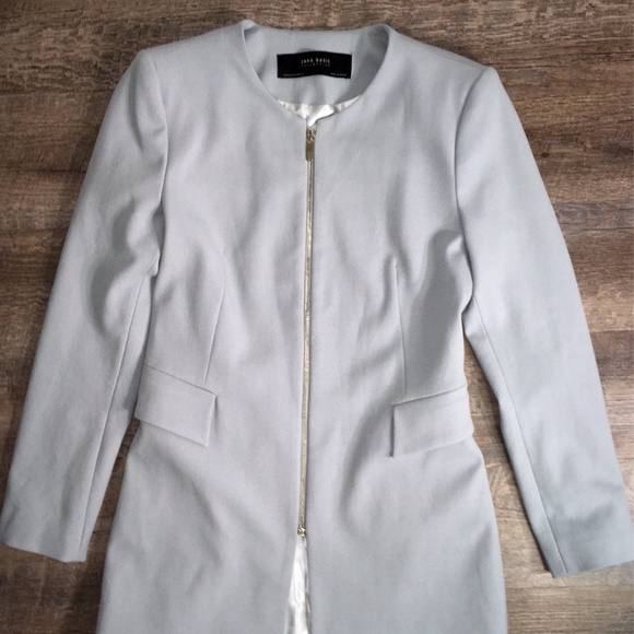 Zara Pale blue zip front jacket Sz M - Picture 3 of 7